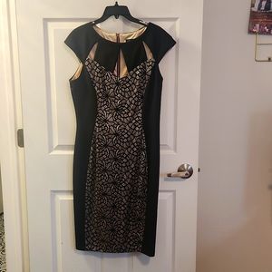 Womens JAX Dress size 14 Black and beige cut out neckline